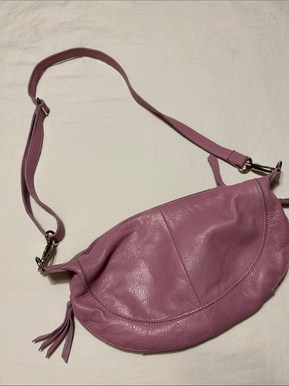 latico Pink Leather Crossbody with Tassel Accent